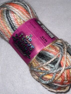 I Love This Yarn Multicolor Bulky Skein - Pastel Coral, Gray, Cream